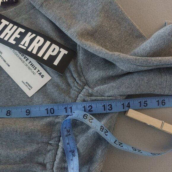 The Kript Ruched Bodycon Mini Dress Gray Large Long Sleeves Ribbed Knit NEW - Picture 7 of 10